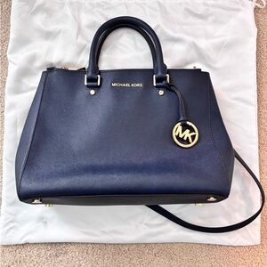 Michael Kors Blue Saffiano Leather Satchel